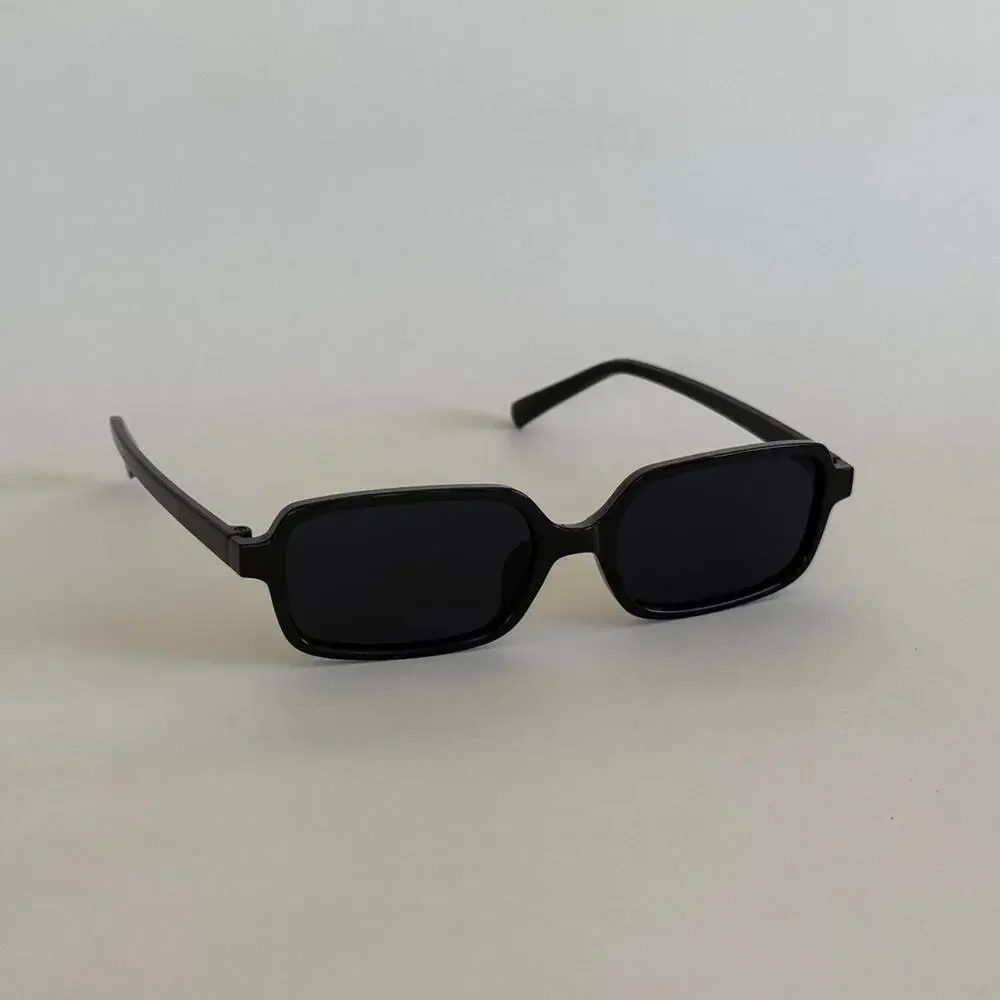 Y2K Black Rounded Square Sunglasses Unisex Clean Look UVA UVB